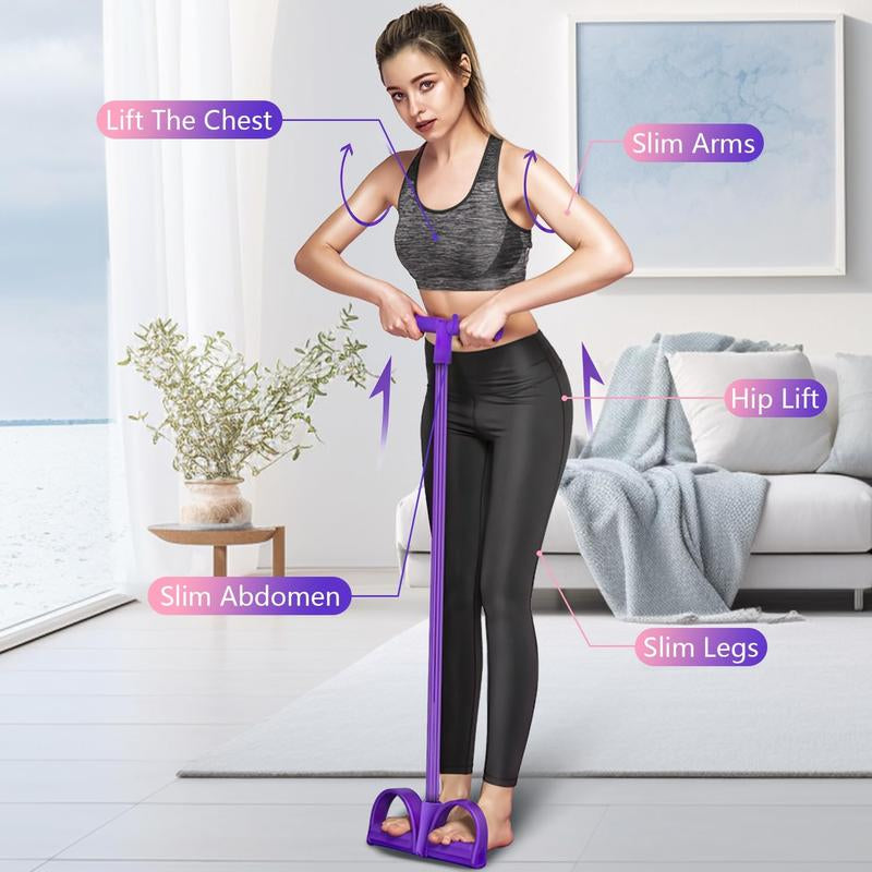 4-Tube Home Workout Resistance Band: Tone Inner/Outer Thighs, Shape Curvy Butt & Burn Calories Fast—Better Resistance for All Levels