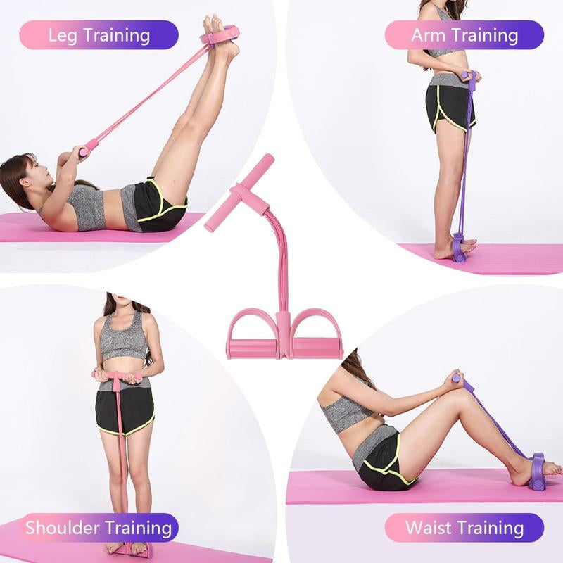 4-Tube Home Workout Resistance Band: Tone Inner/Outer Thighs, Shape Curvy Butt & Burn Calories Fast—Better Resistance for All Levels