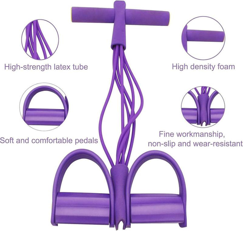 4-Tube Home Workout Resistance Band: Tone Inner/Outer Thighs, Shape Curvy Butt & Burn Calories Fast—Better Resistance for All Levels